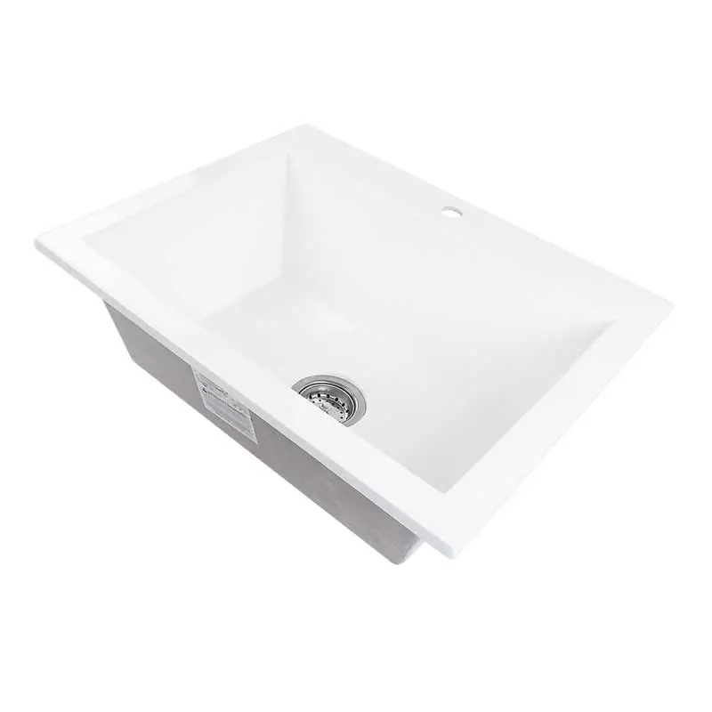 Fregadero De Porcelana Sobreponer KOA Firplak 63X51CM Blanco