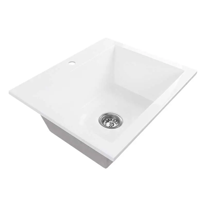 Fregadero De Porcelana Sobreponer KOA Firplak 63X51CM Blanco