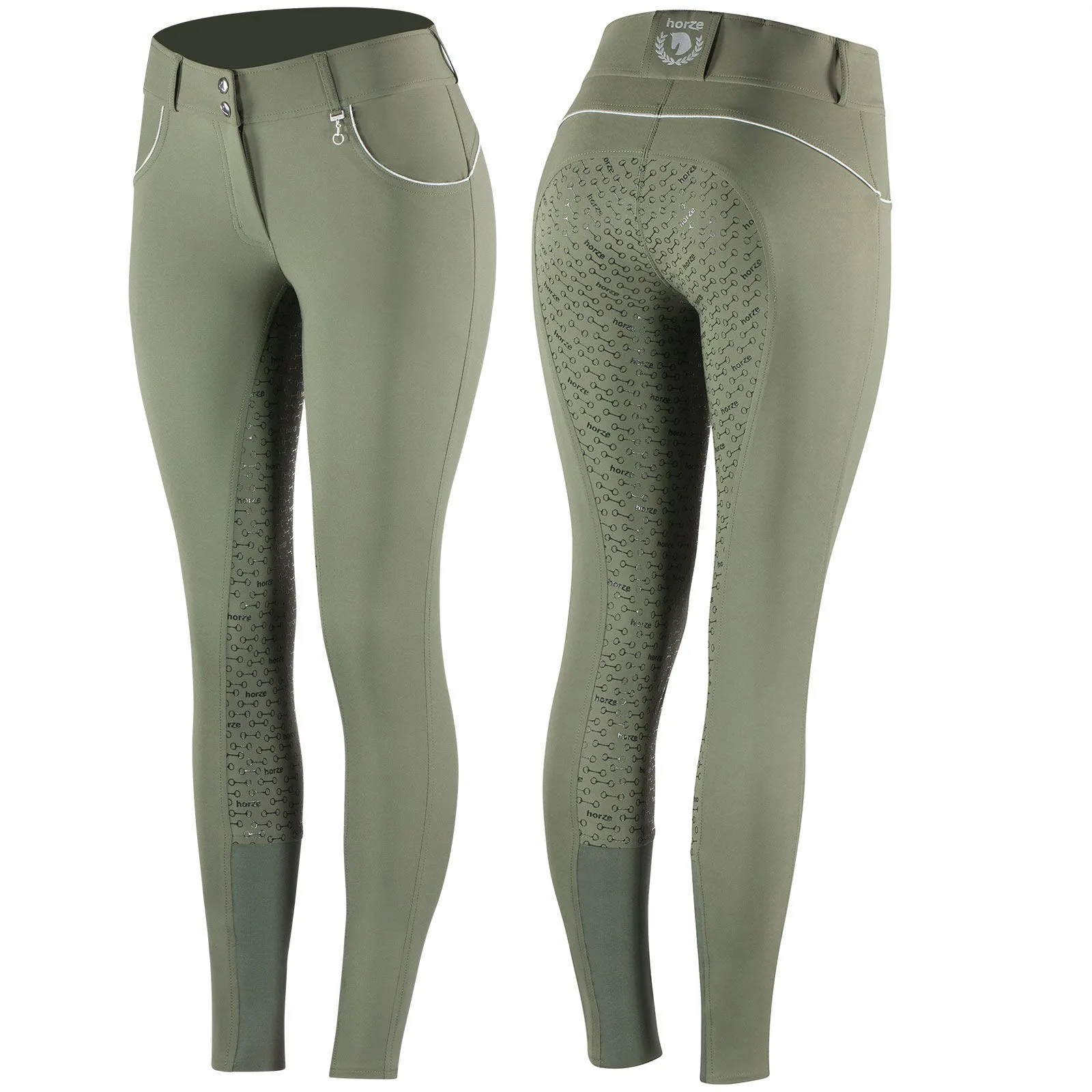 Horze Pantalones de Montar con Cintura Alta de Asiento Completo de Silicona para Mujer Aubrey