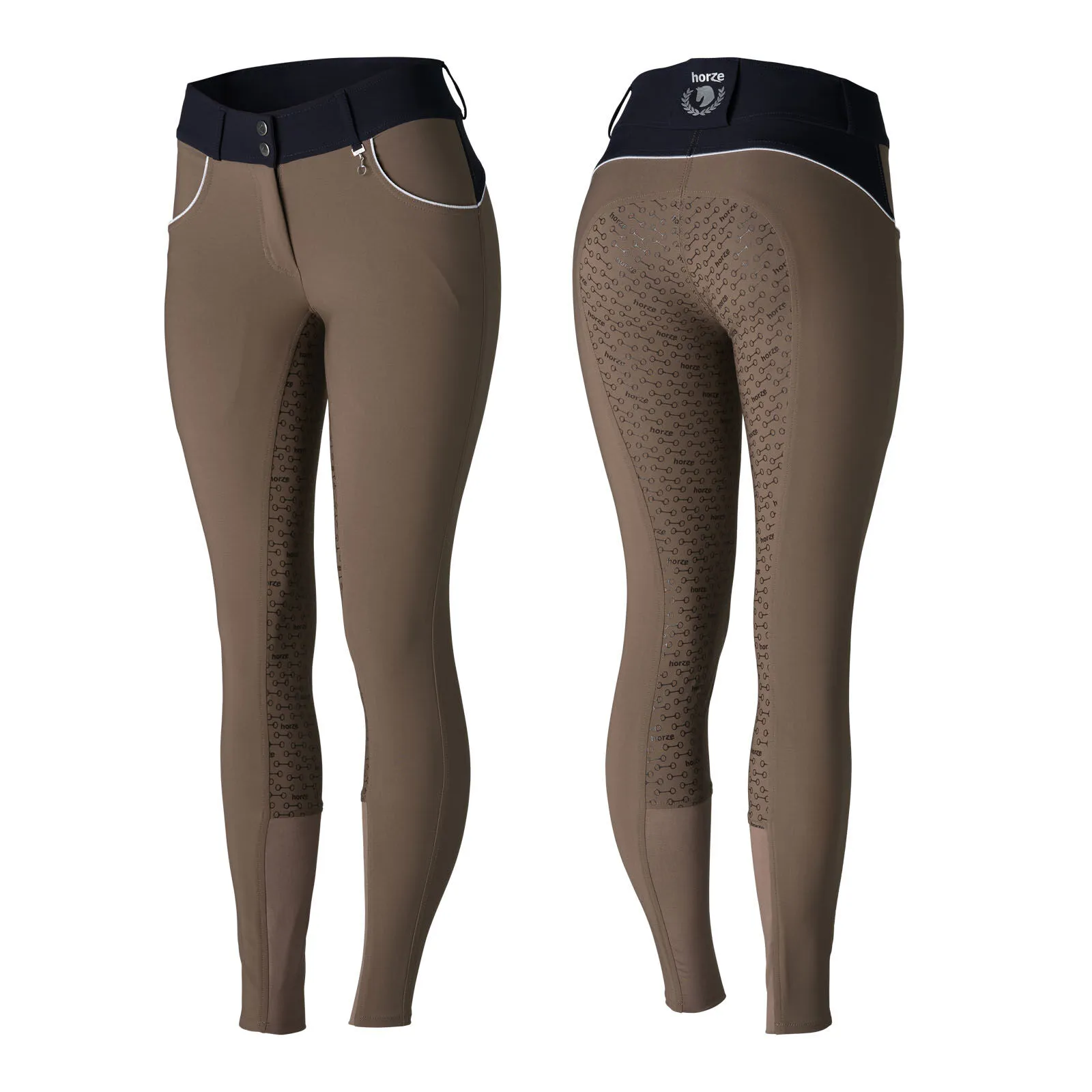 Horze Pantalones de Montar con Cintura Alta de Asiento Completo de Silicona para Mujer Aubrey