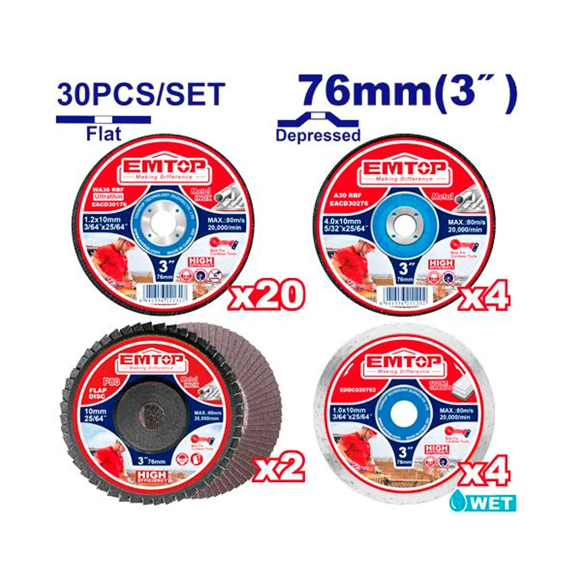 Juego De Discos De Corte Y Desbaste 3" 30 Piezas