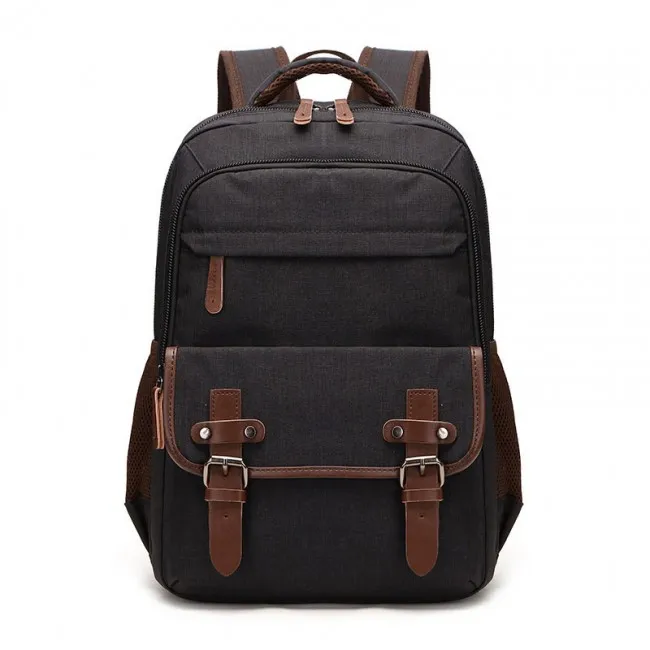 Leisure Double Buckle Canvas Backpack For Men Women School Rucksack Fits Most 15.6 Inch Laptop Bookbag Student Canvas Backpack