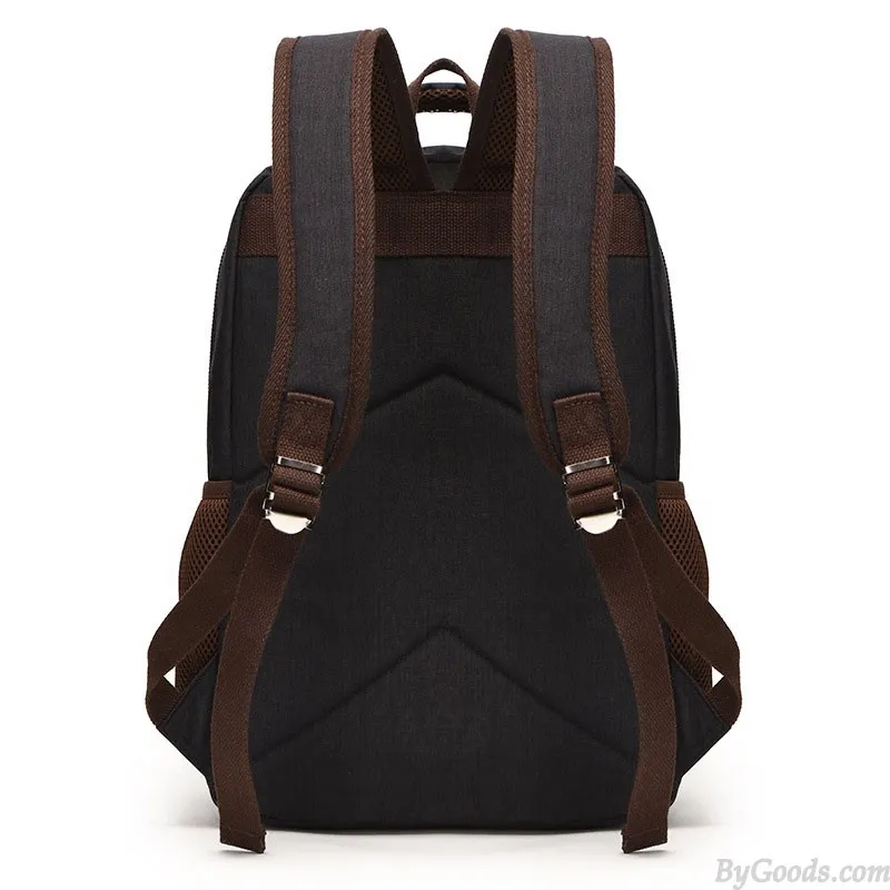 Leisure Double Buckle Canvas Backpack For Men Women School Rucksack Fits Most 15.6 Inch Laptop Bookbag Student Canvas Backpack