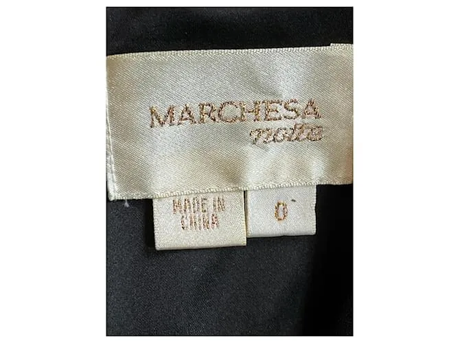Marchesa Vestido mini de crepé de seda negro y organza 