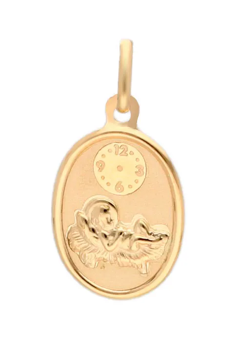 Medalla  oro 18K Niño del Reloj forma oval 045_1902413