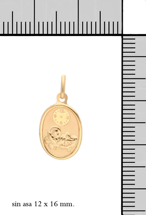 Medalla  oro 18K Niño del Reloj forma oval 045_1902413