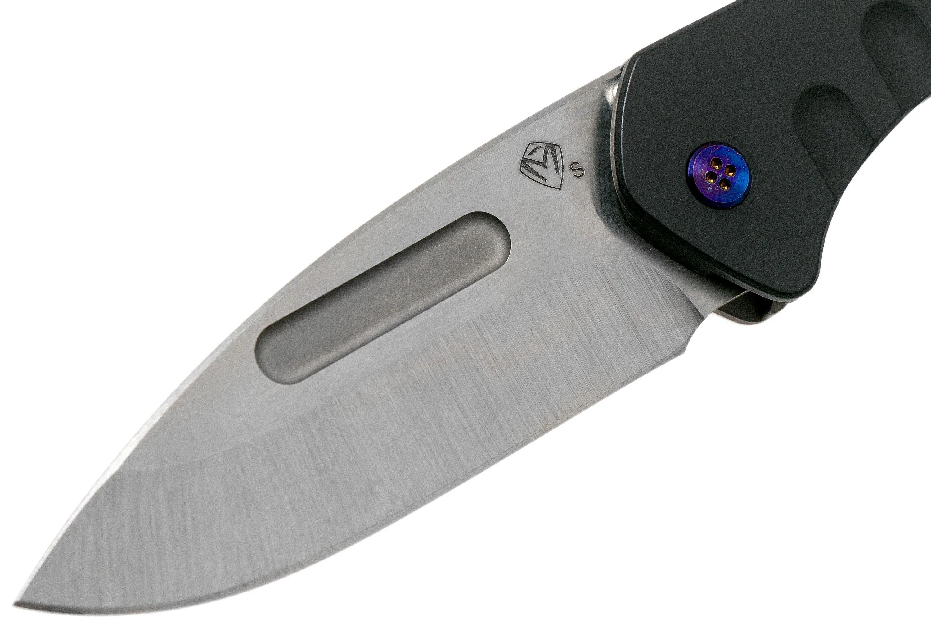 Medford Swift Framelock, S35VN Tumbled Drop Point, Alu Espresso Handles, Flamed HW navaja