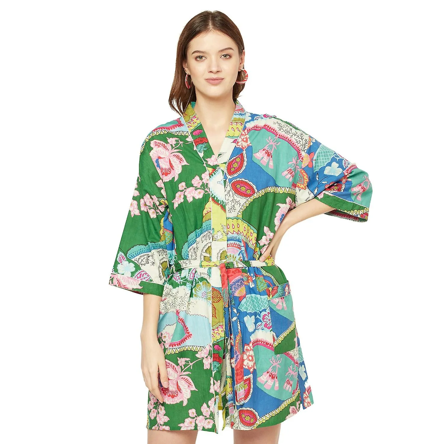 Nature's nirvana'  cotton kimono robe for women