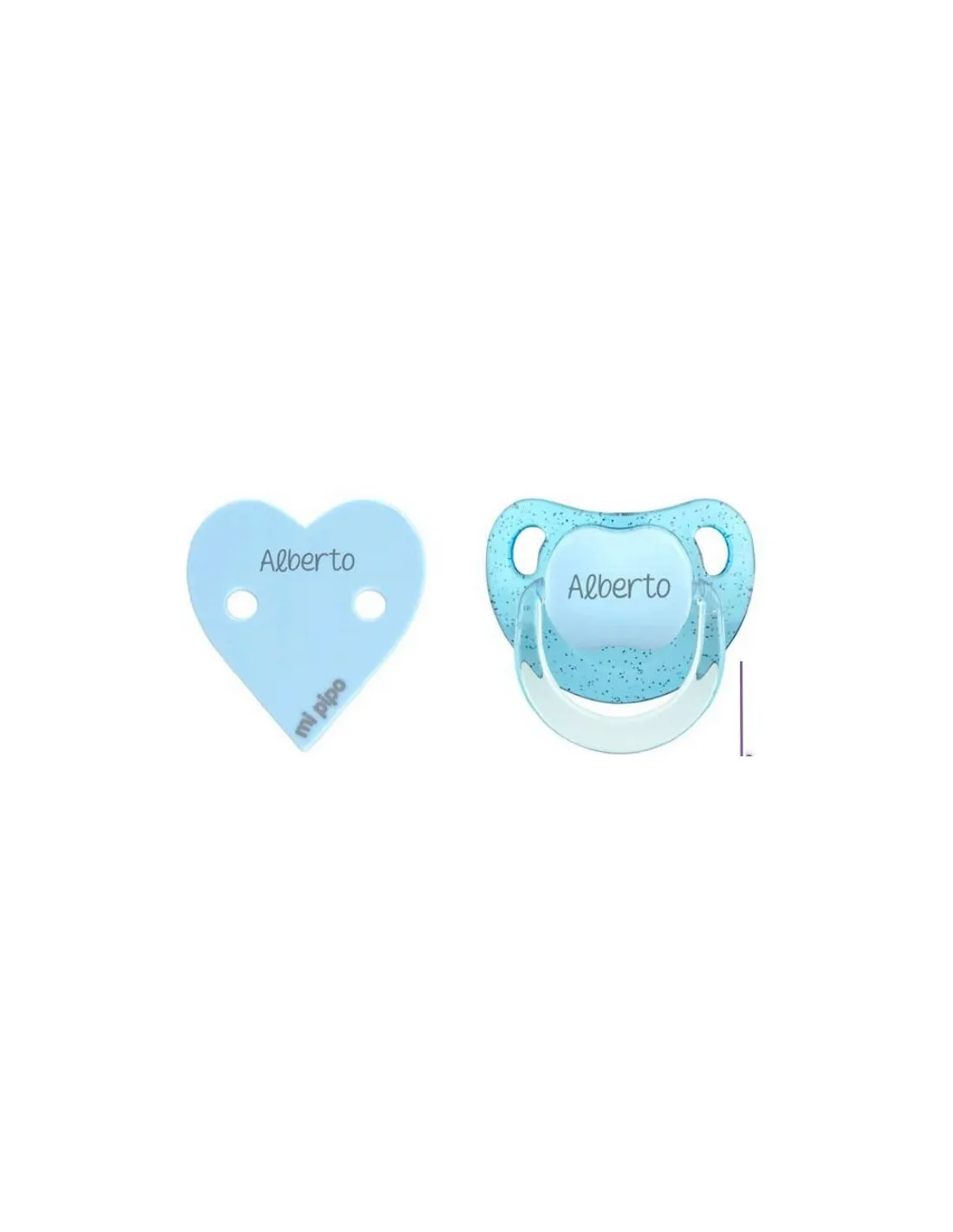 Pack Dúo Glitter Corazón personalizado Azul de Mi Pipo