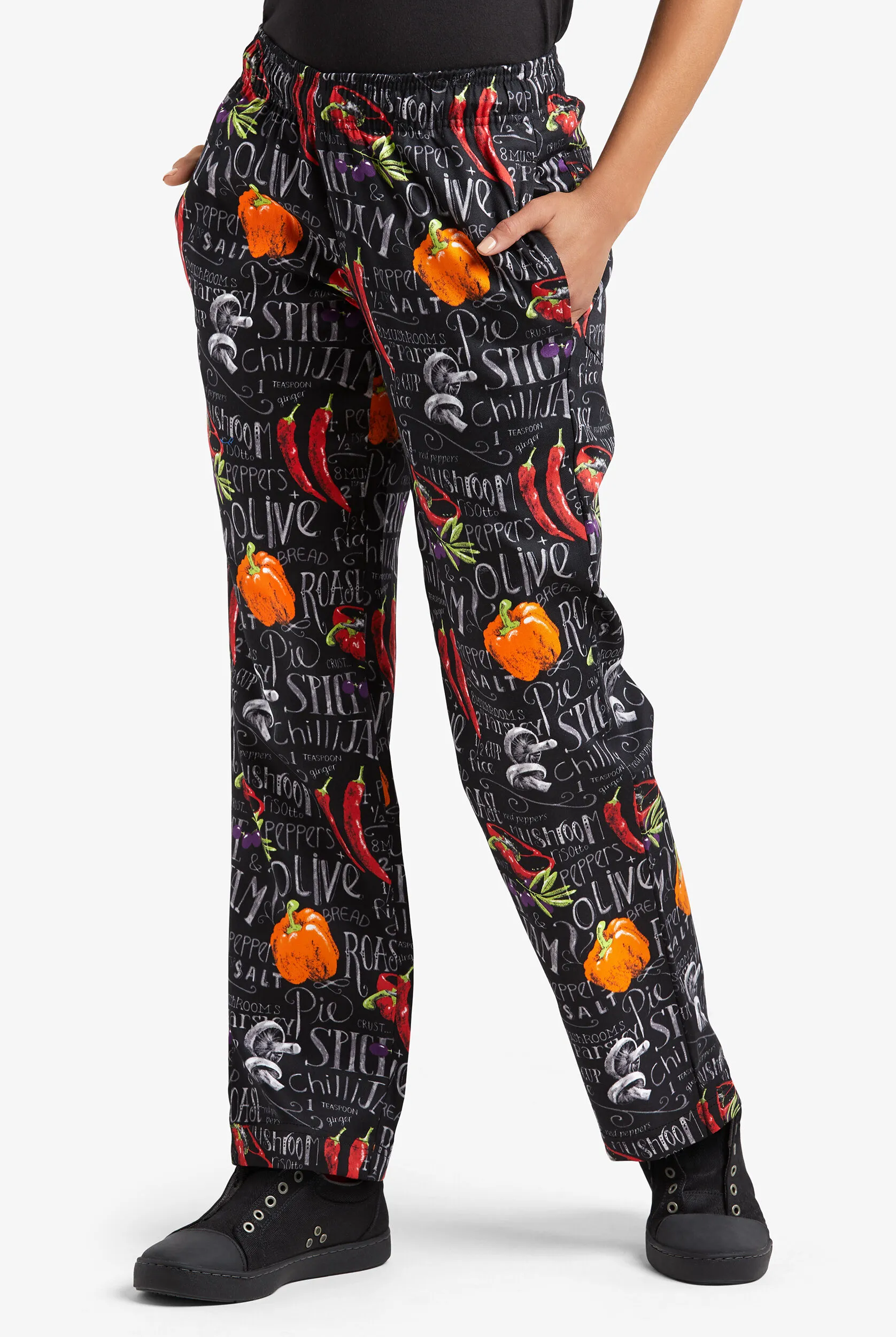 Pantalón estampado de gastronomía UA CHEF™ Chalkboard de corte clásico con 4 bolsillos para mujer