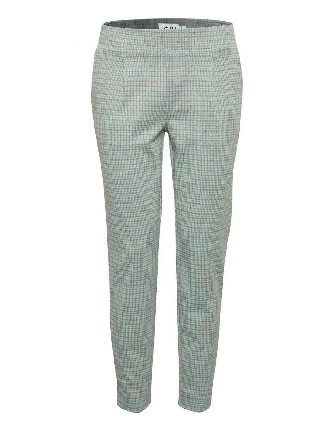 PANTALON PRINT A CUADROS TURQUESA ICHI KATE