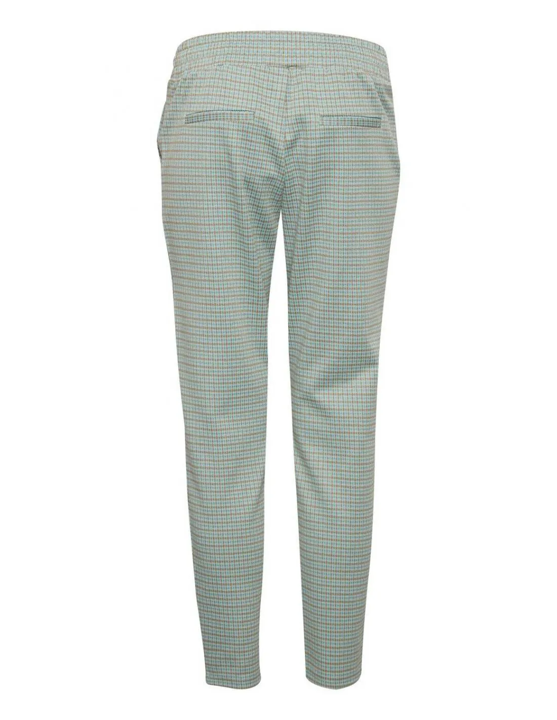 PANTALON PRINT A CUADROS TURQUESA ICHI KATE