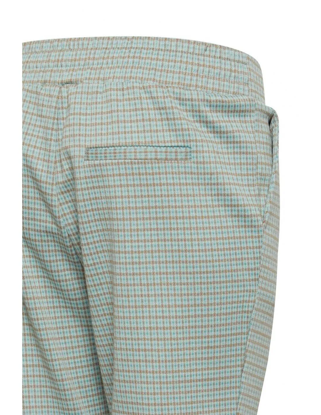 PANTALON PRINT A CUADROS TURQUESA ICHI KATE