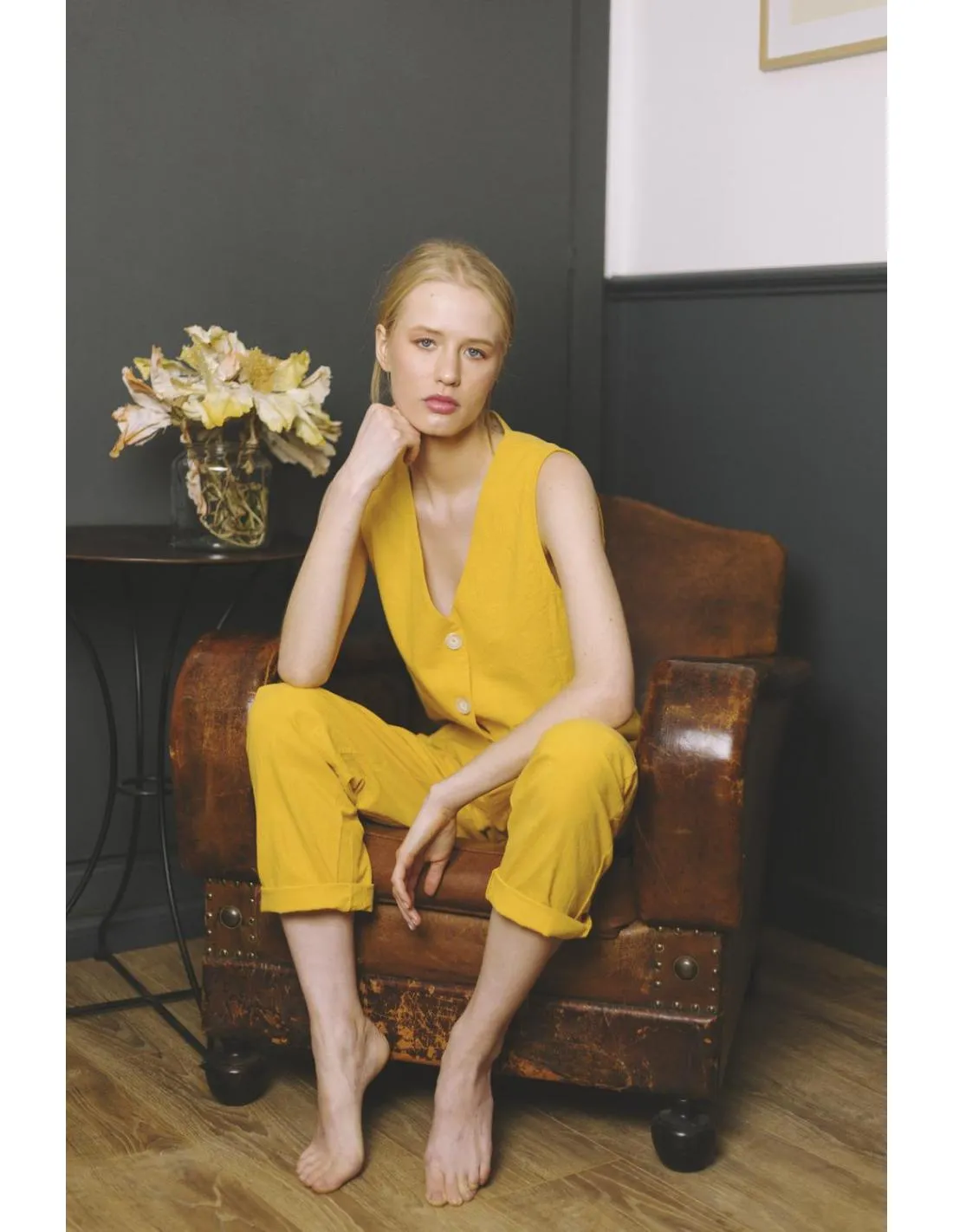 PANTALÓN DE TRAJE AMARILLO PAN PRODUCTO BÁSICO