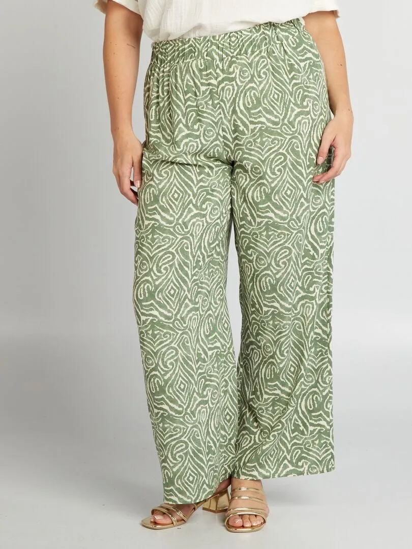 PANTALóN ANCHO CON ESTAMPADO  VERDE