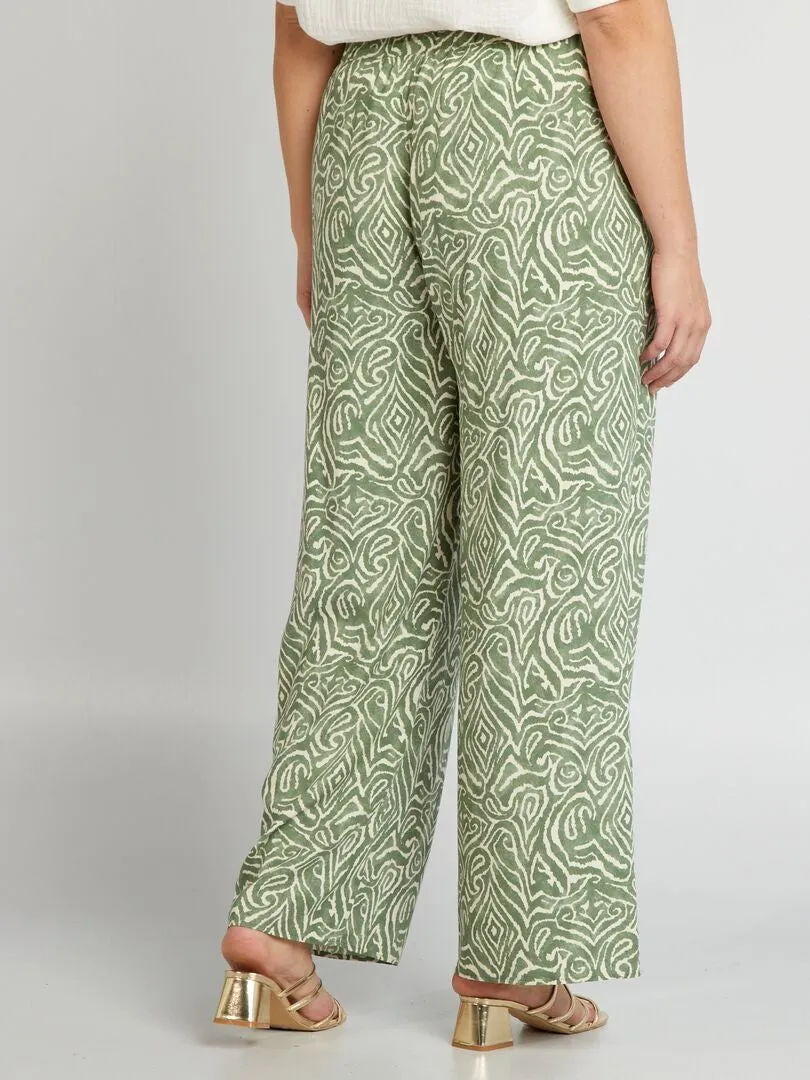 PANTALóN ANCHO CON ESTAMPADO  VERDE