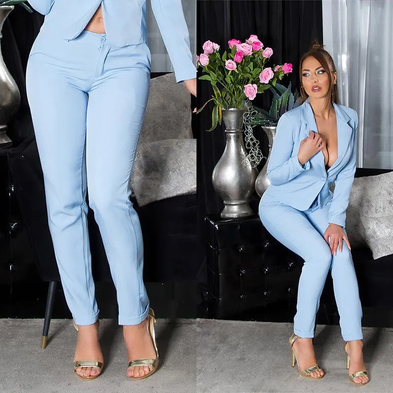 Pantalón casual liso azul