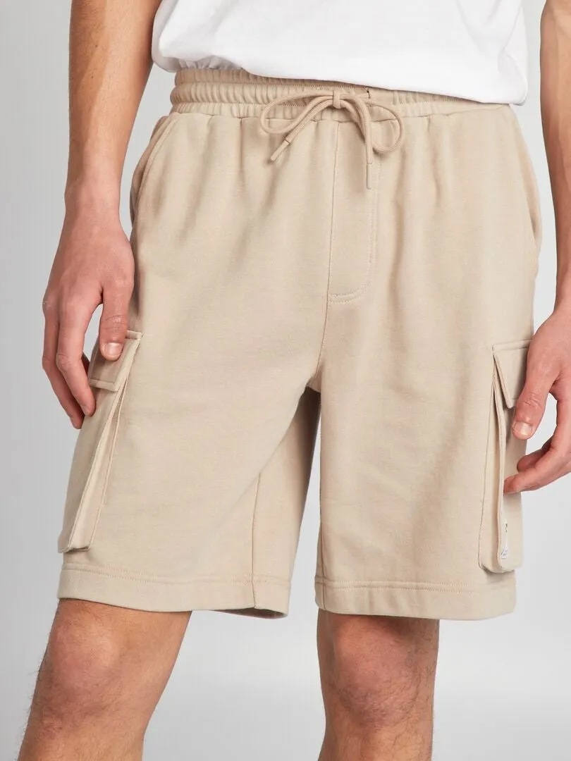 PANTALóN CORTO DE ALGODóN MULTIBOLSILLOS  BEIGE