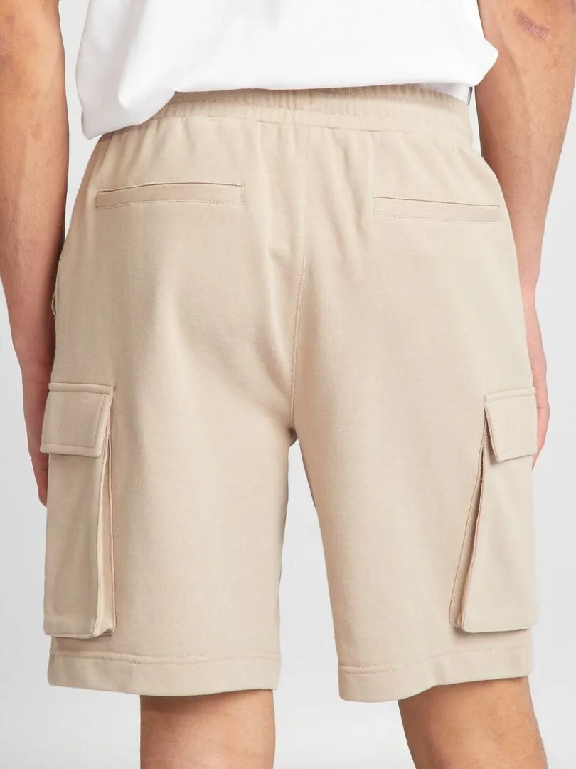 PANTALóN CORTO DE ALGODóN MULTIBOLSILLOS  BEIGE