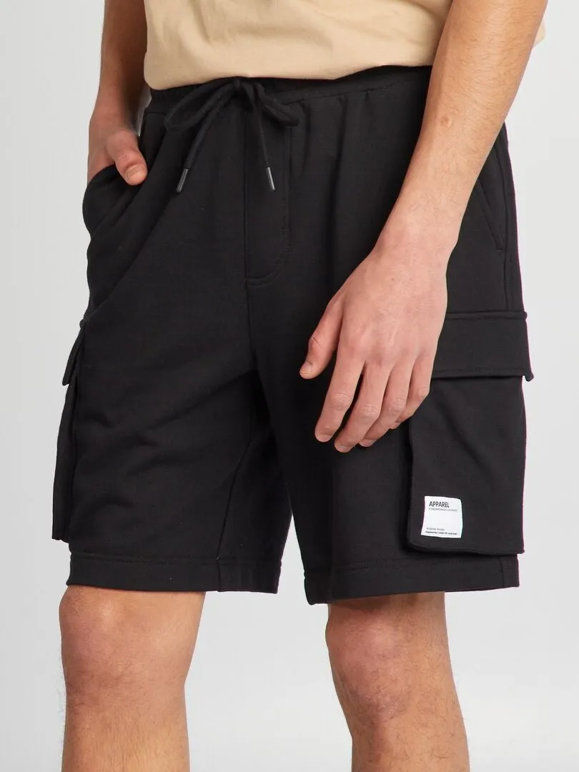 PANTALóN CORTO DE ALGODóN MULTIBOLSILLOS  NEGRO