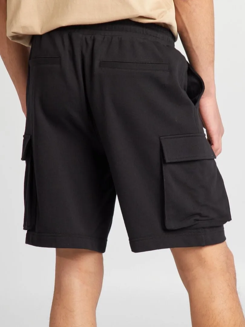 PANTALóN CORTO DE ALGODóN MULTIBOLSILLOS  NEGRO