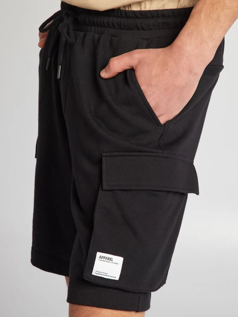PANTALóN CORTO DE ALGODóN MULTIBOLSILLOS  NEGRO