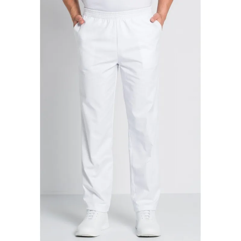 PANTALóN LABORAL BLANCO CON GOMA Y BOLSILLOS  DYNEKE