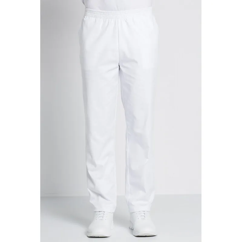 PANTALóN LABORAL BLANCO CON GOMA Y BOLSILLOS  DYNEKE