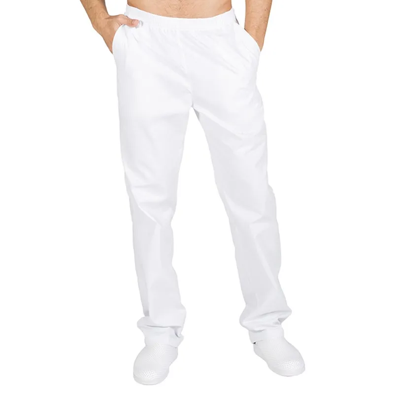 PANTALóN LABORAL CINTURA TODO GOMA BLANCO CON BOLSILLOS  GARY'S