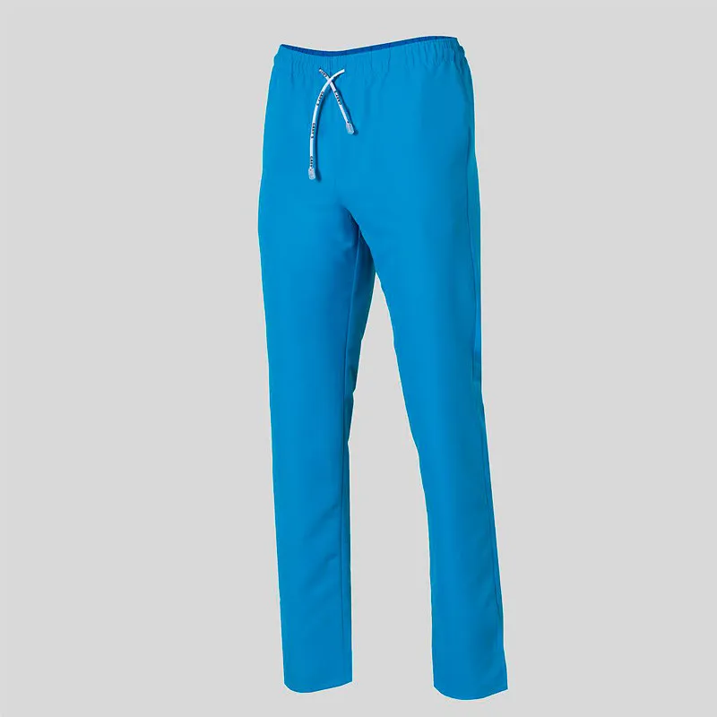 PANTALóN LABORAL DE MICROFIBRA TURQUESA CON GOMA Y CORDóN  GARY'S
