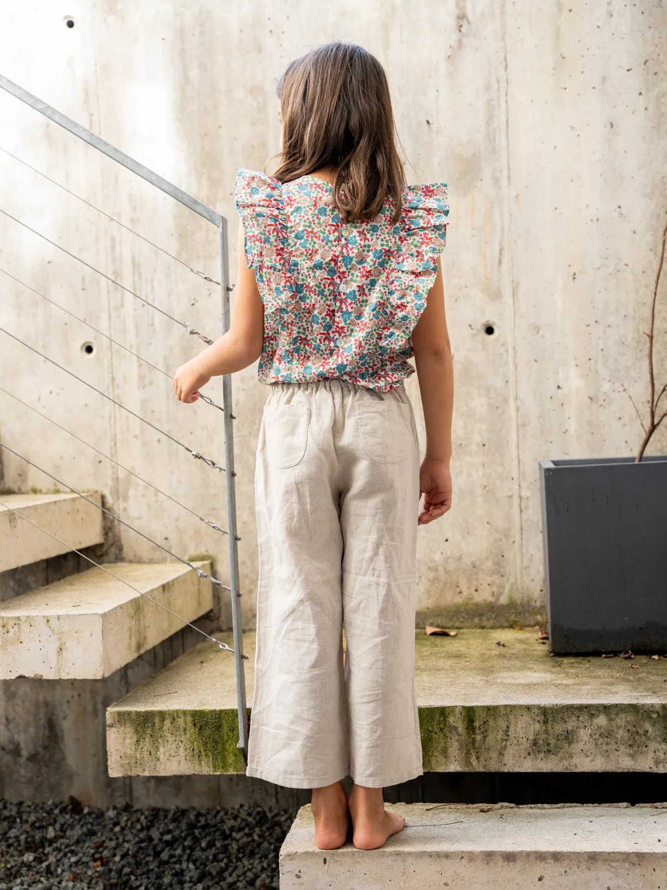 Pantalón largo lino crudo