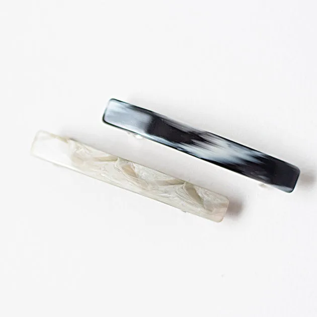 Pasador grande liso carey negro y blanco