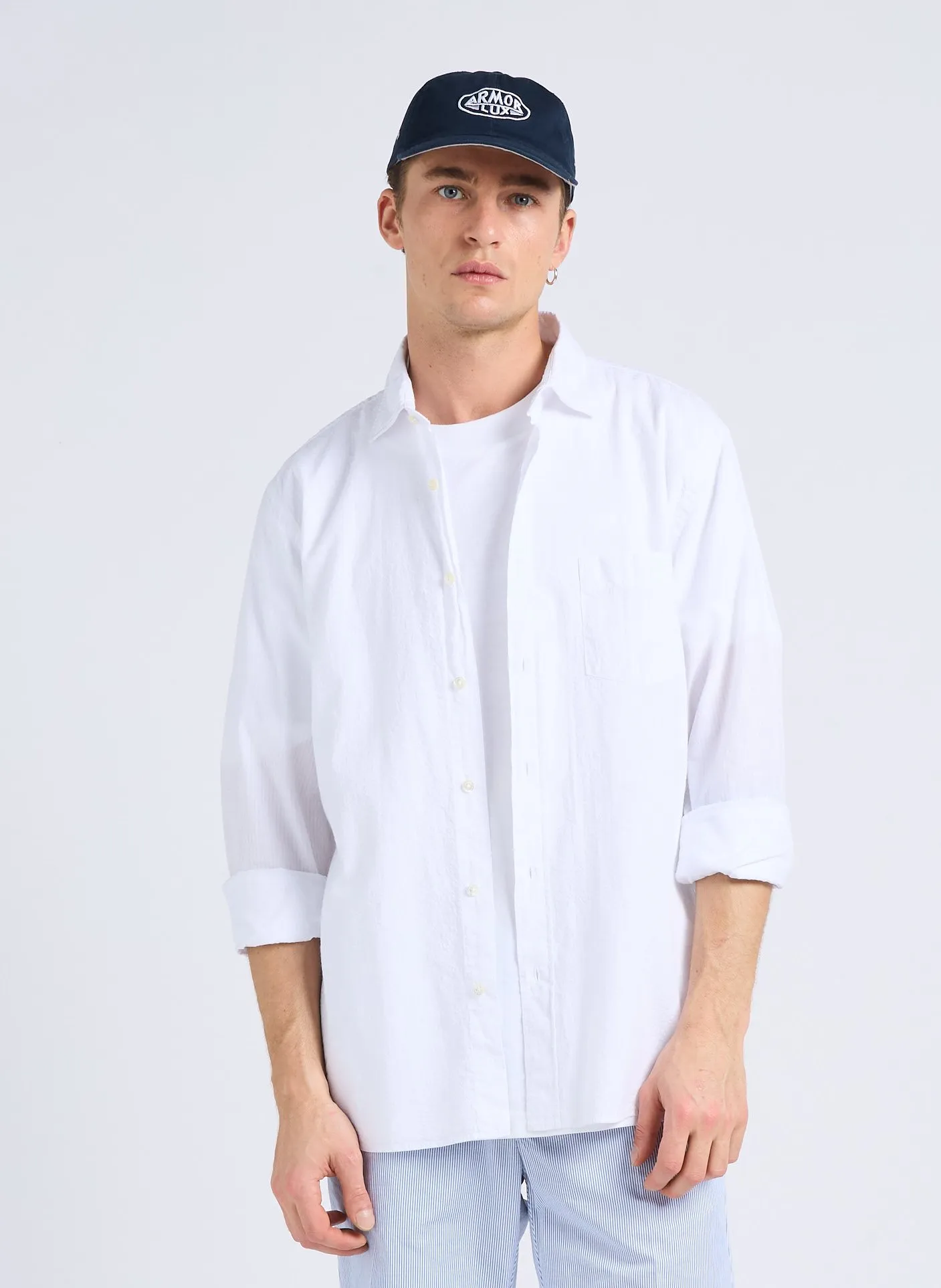 PAUL  CAMISA REGULAR FIT DE ALGODóN DE RAYAS EN BLANCO