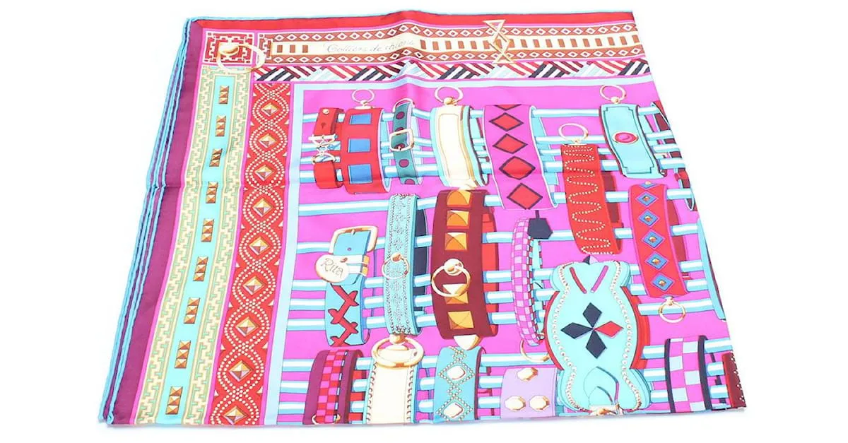Pañuelo de seda Hermès Colliers de Chiens multicolor Impresión de pitón 