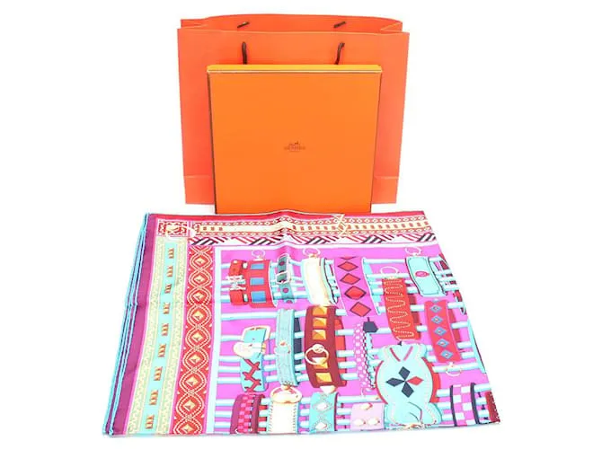 Pañuelo de seda Hermès Colliers de Chiens multicolor Impresión de pitón 