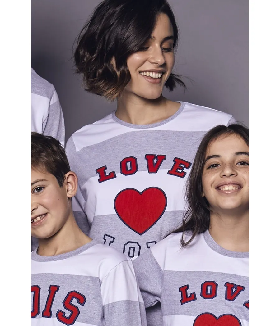 Pijama club mujer Lois invierno gris jaspe algodón