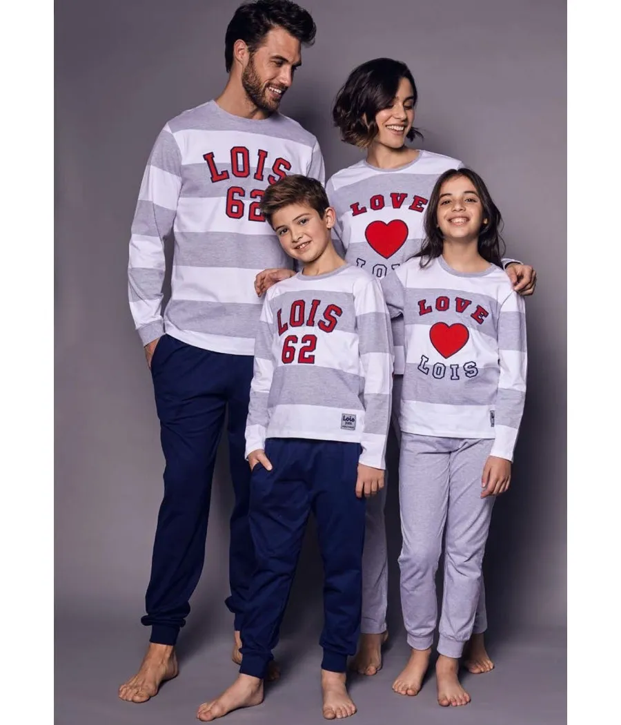 Pijama club mujer Lois invierno gris jaspe algodón