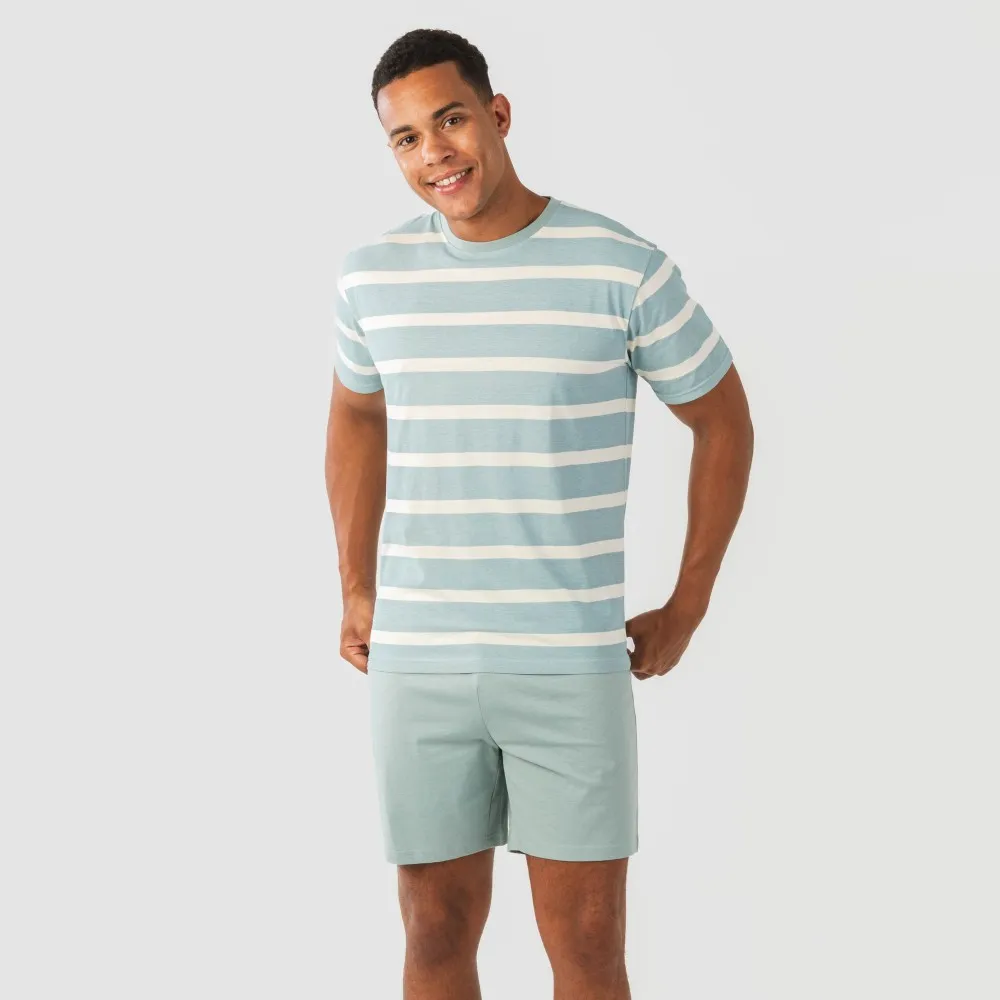 Pijama corto algodón hombre Raya Arellano verde agua