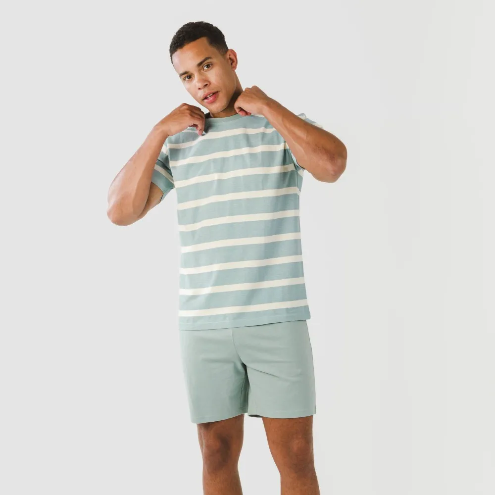 Pijama corto algodón hombre Raya Arellano verde agua