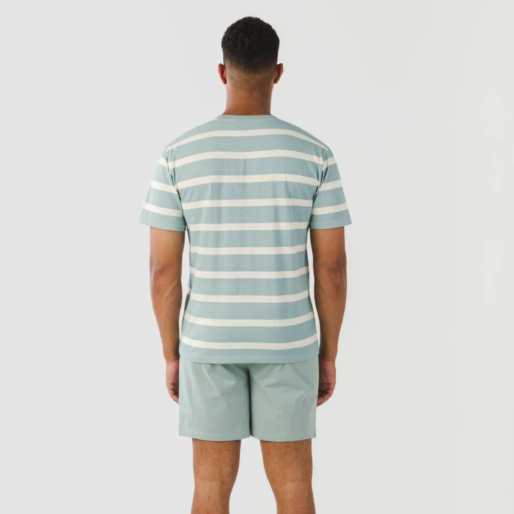 Pijama corto algodón hombre Raya Arellano verde agua