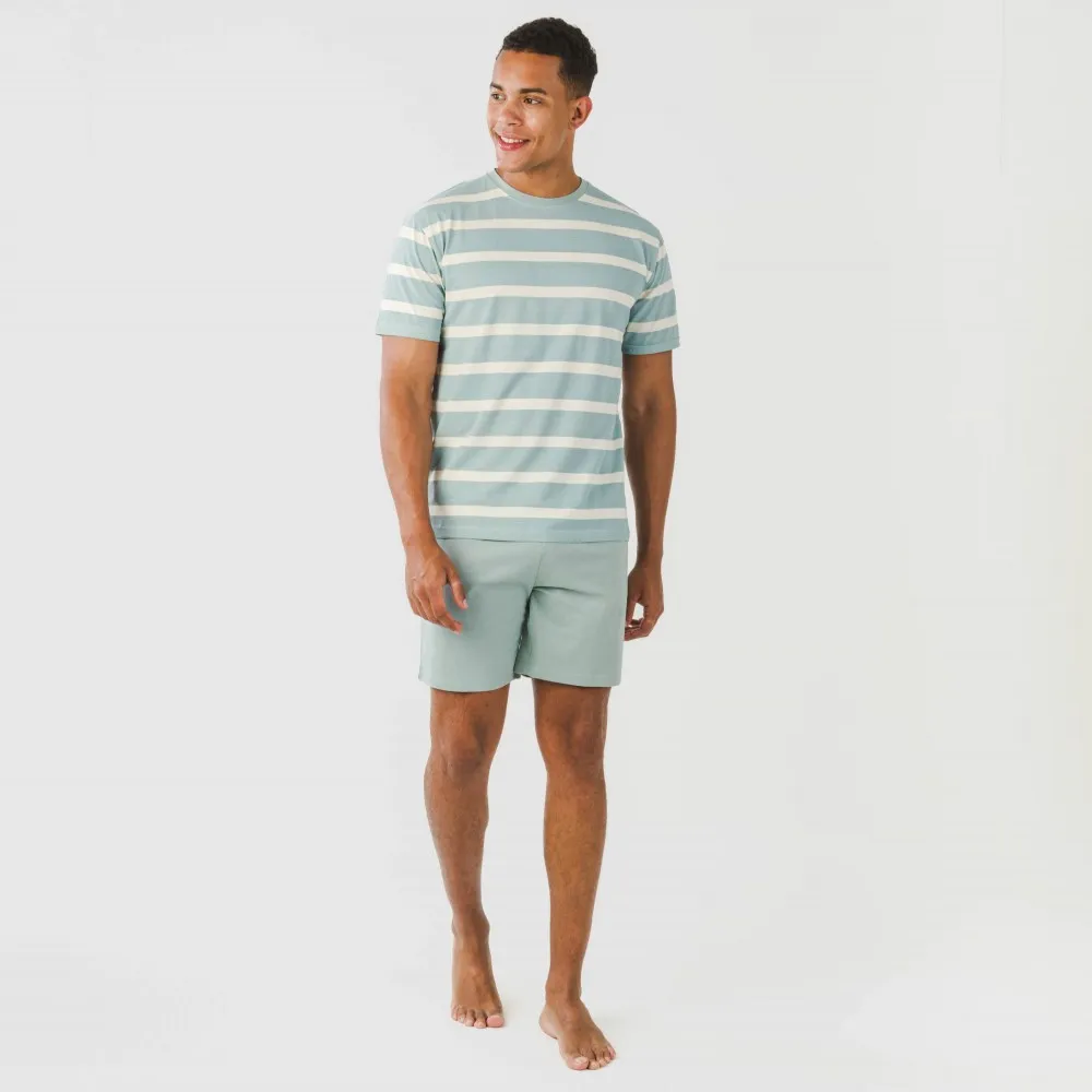 Pijama corto algodón hombre Raya Arellano verde agua
