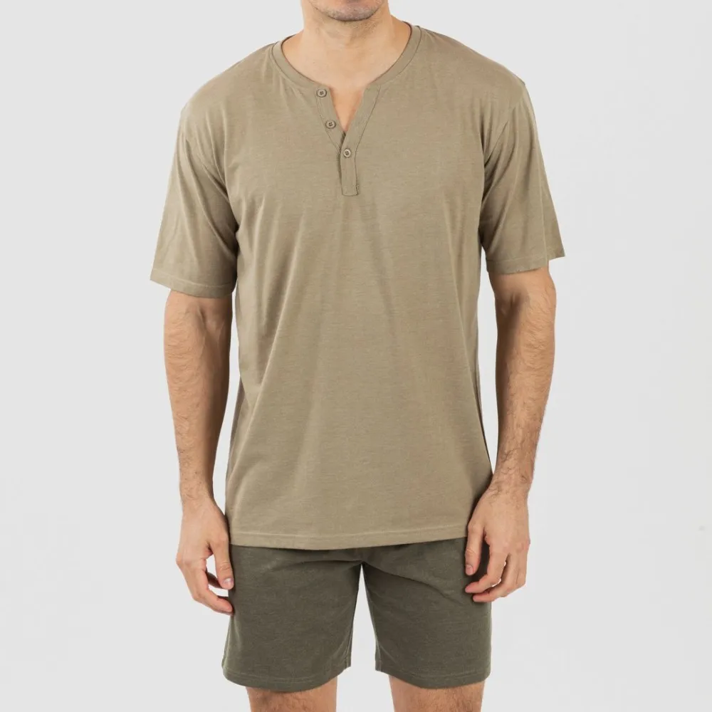 PIJAMA CORTO HOMBRE CON BOTONES VERDE CACERíA  VERDE OSCURO