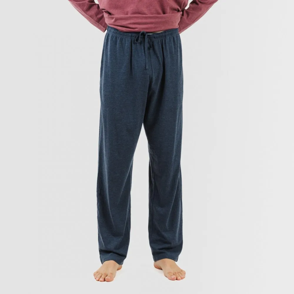 PIJAMA LARGO HOMBRE CON BOTONES BURDEOS  MARINO