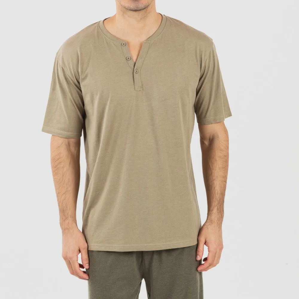 PIJAMA LARGO HOMBRE DE MANGA CORTA CON BOTóN VERDE CACERíA  VERDE OSCURO
