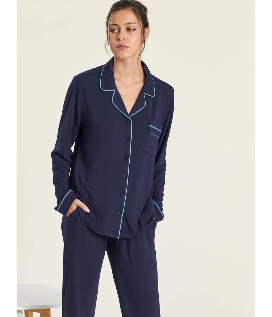 Pijama mujer otoño invierno Muidemi abierto azul viscosa