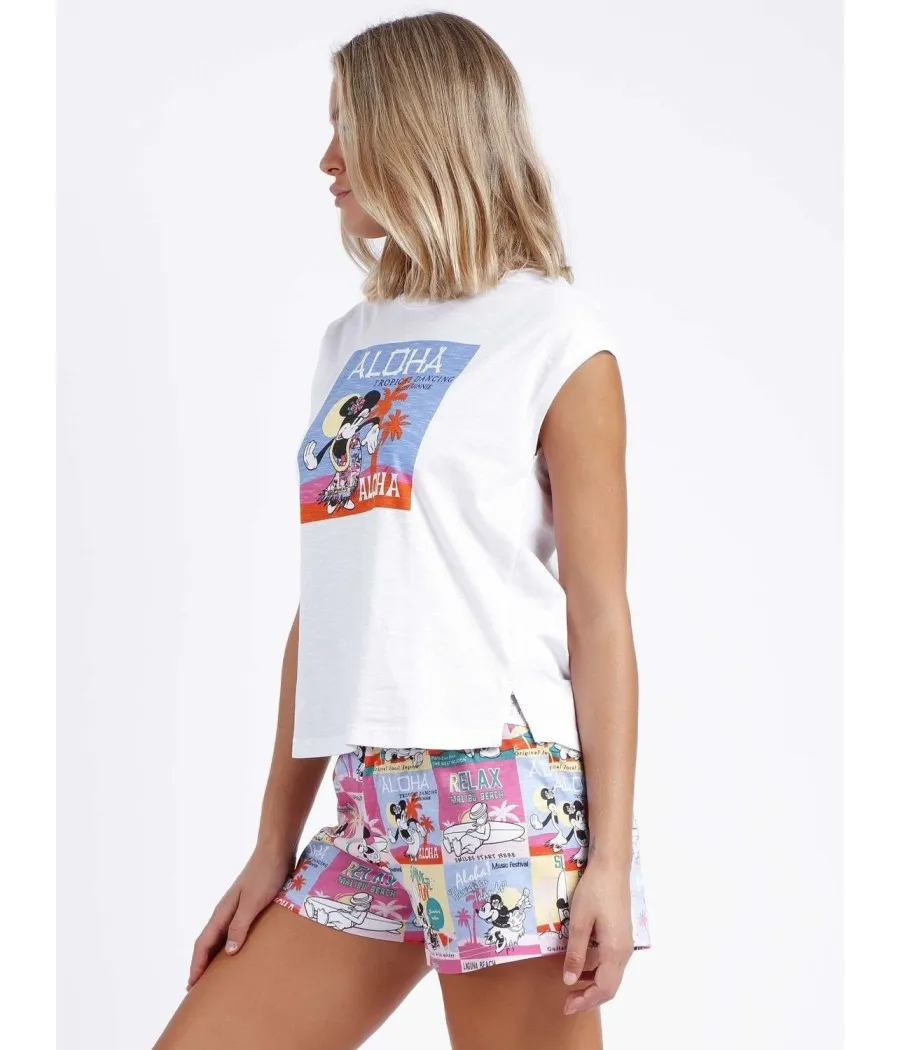 Pijama verano mujer Disney Aloha Friends algodón