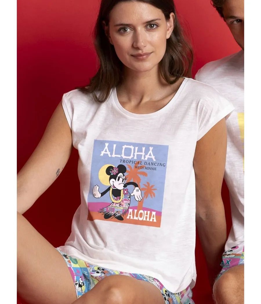 Pijama verano mujer Disney Aloha Friends algodón