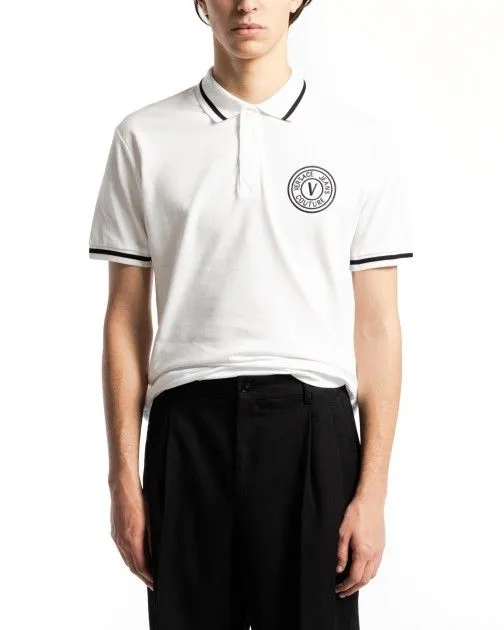 Polo piquet Versace Jeans Couture 76GAGT03 Blanco