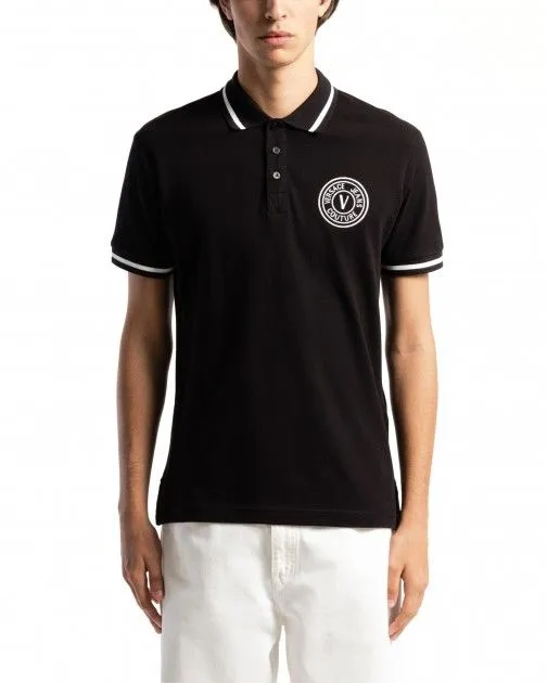 Polo piquet Versace Jeans Couture 76GAGT03 Negro