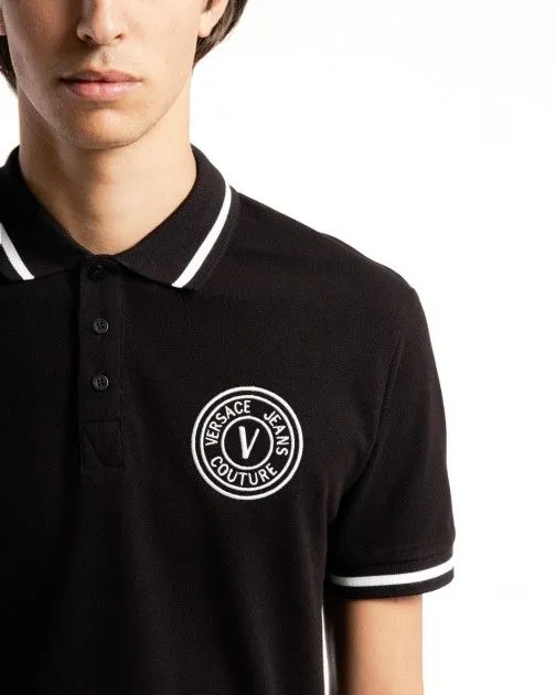 Polo piquet Versace Jeans Couture 76GAGT03 Negro